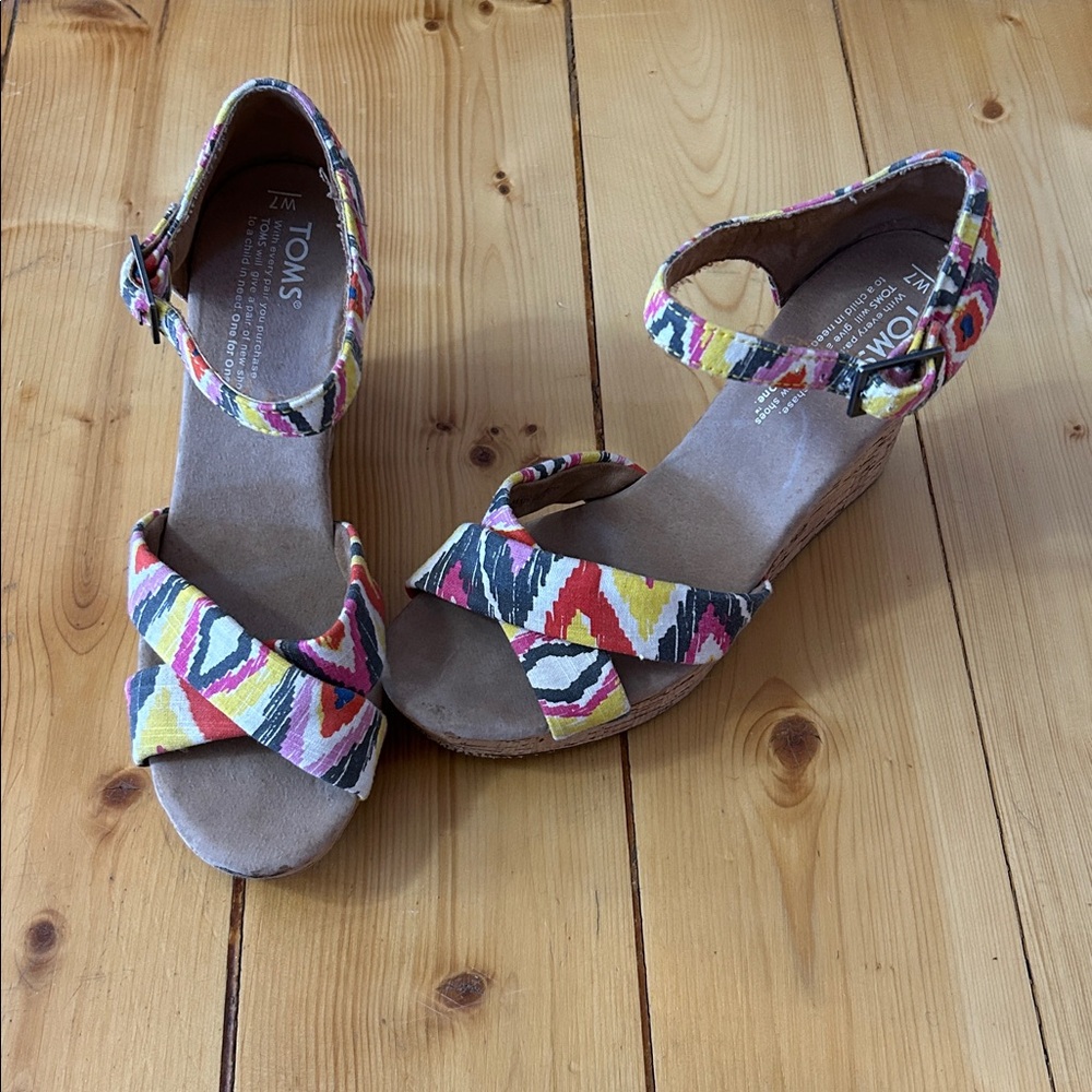 TOMS Colorful Patterned Wedge Sandals